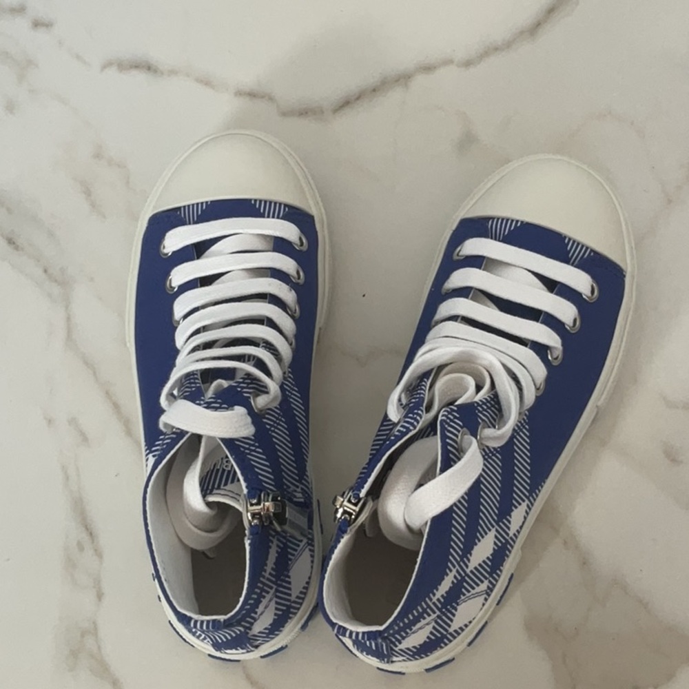 Burberry Blue and White Checkered High-Tops - Picture 5 of 8